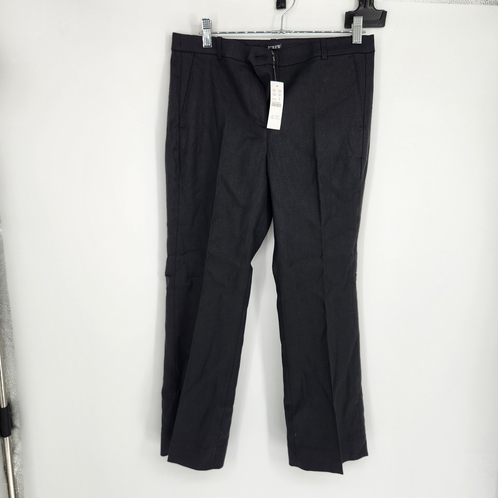 J.Crew Women's Black Size 6P Petite Stretch Linen Blend Kaya Pants NWT